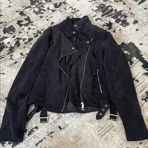 Iris Black Suede Leather Jacket